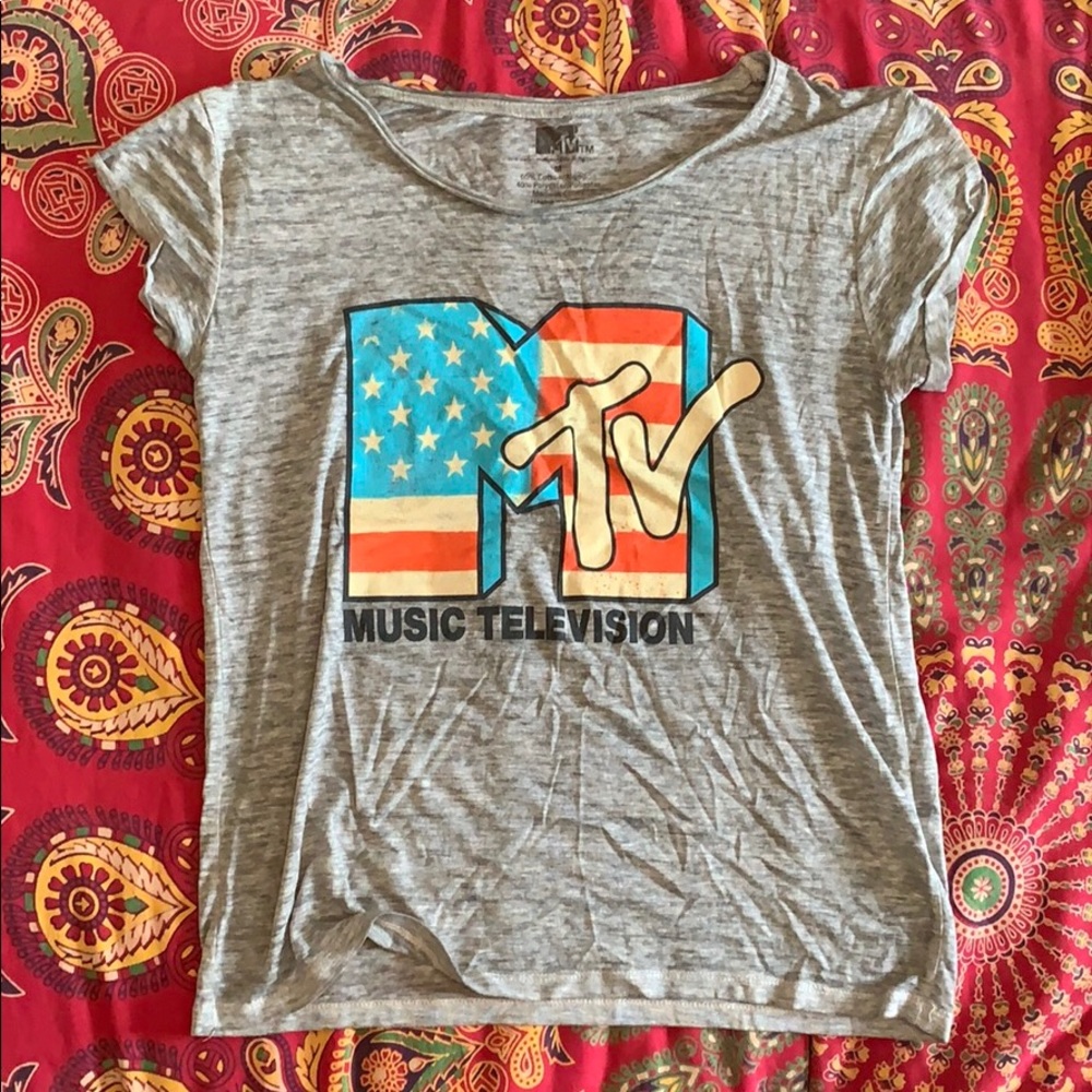 MTV graphic medium short sleeve T-shirt grey